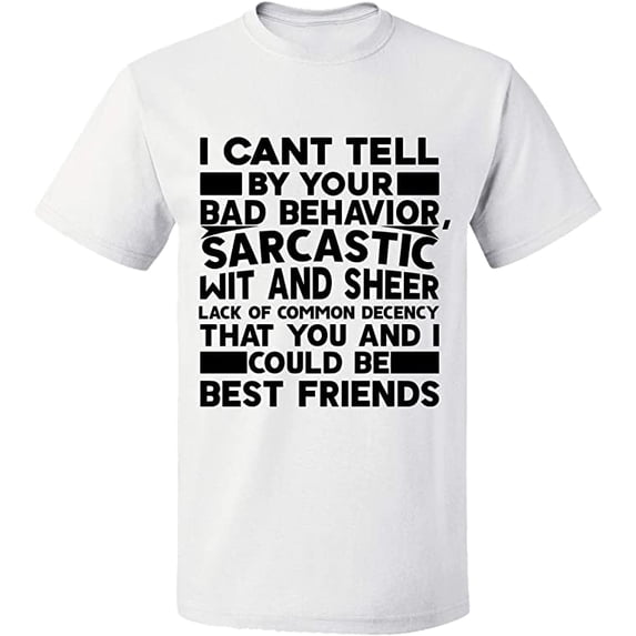 Unisex T-Shirt, Bad Behavior Sarcastic, Slim Fit, Short Sleeve Sweater - White 2X-Large
