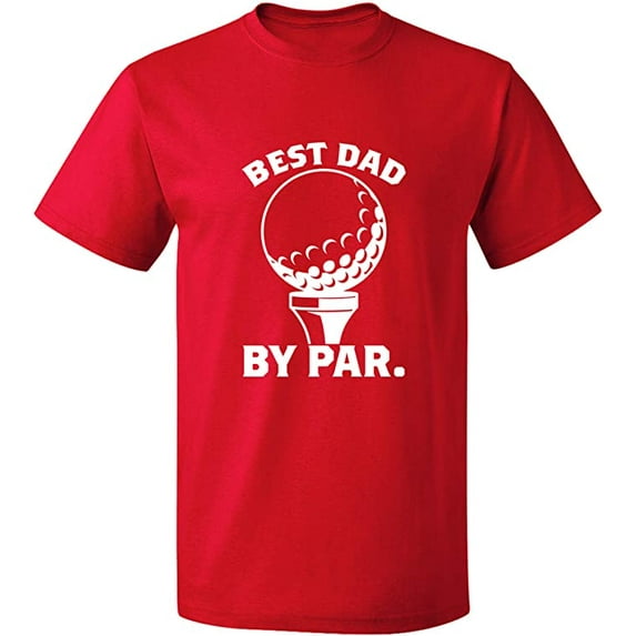 Unisex T-Shirt, Best Dad By Par, Slim Fit, Short Sleeve Sweater - Red X-Large