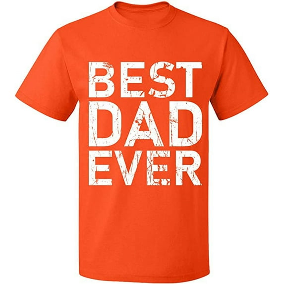 Unisex T-Shirt, Best Dad Ever, Slim Fit, Short Sleeve Sweater - Orange Small