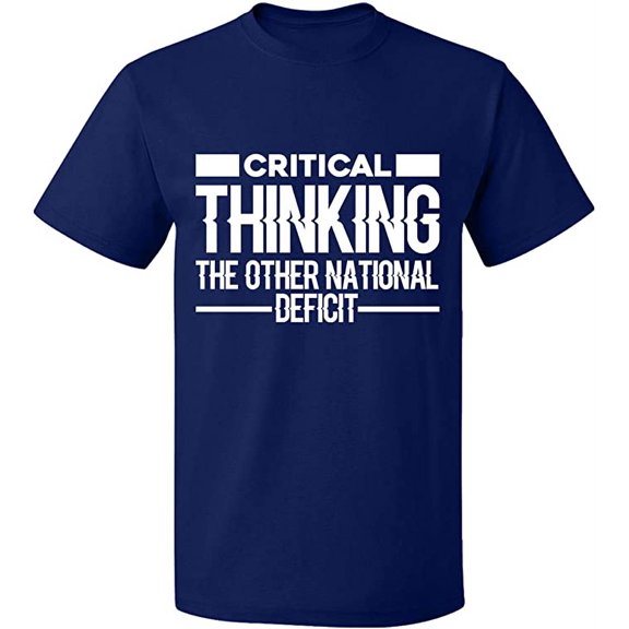 Unisex T-Shirt, Critical Thinking, Slim Fit, Short Sleeve Sweater - Navy Blue Small