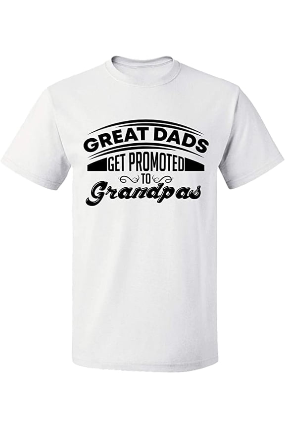 Unisex T-Shirt, Dads Get Promoted To Grandpas, Slim Fit, Short Sleeve Sweater - White Medium