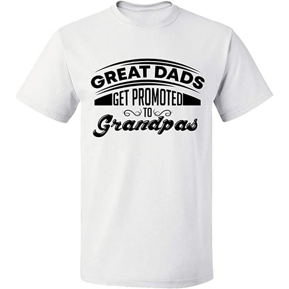 Unisex T-Shirt, Dads Get Promoted To Grandpas, Slim Fit, Short Sleeve Sweater - White Small