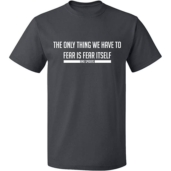Unisex T-Shirt, Fear is Fear Itself And Spiders, Slim Fit, Short Sleeve Sweater - Charcoal Medium