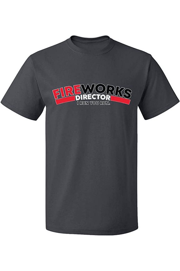 Unisex T-Shirt, Fire Work Director, Slim Fit, Short Sleeve Sweater - Charcoal Large