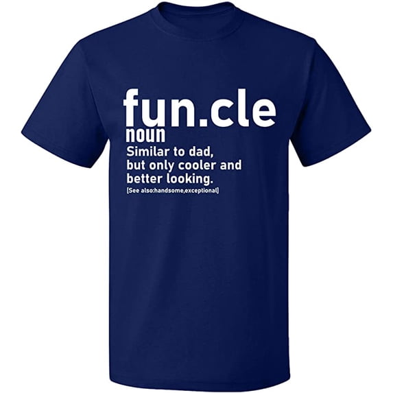 Unisex T-Shirt, Funcle Noun, Slim Fit, Short Sleeve Sweater - Navy Blue X-Large