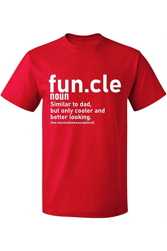 Unisex T-Shirt, Funcle Noun, Slim Fit, Short Sleeve Sweater - Red Small