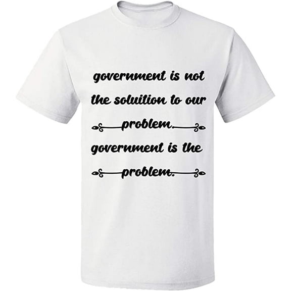 Unisex T-Shirt, Government is The Problem, Slim Fit, Short Sleeve Sweater - White Medium