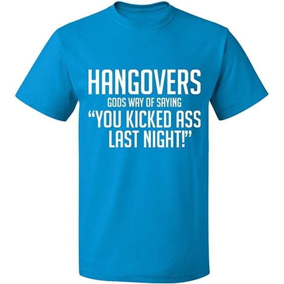 Unisex T-Shirt, Hangovers Gods Way, Slim Fit, Short Sleeve Sweater - Sapphire Large