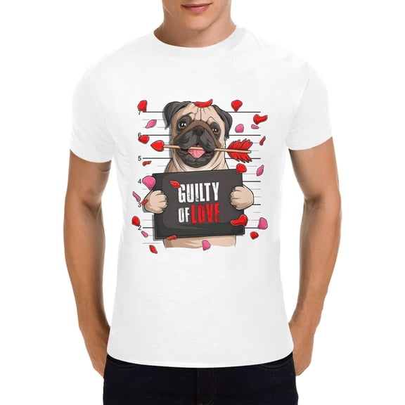 Unisex T-Shirt – Heavy Cotton Shirt – Valentine Guilty Pug - L