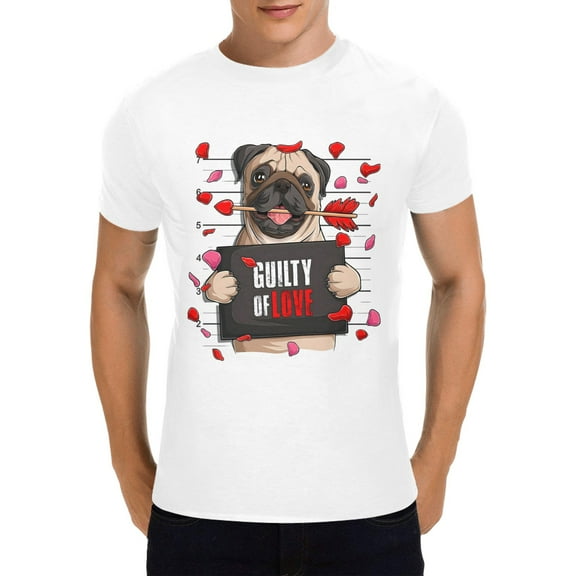 Unisex T-Shirt – Heavy Cotton Shirt – Valentine Guilty Pug - XL