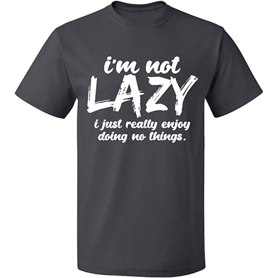 Unisex T-Shirt, I Am Not Lazy, Slim Fit, Short Sleeve Sweater - Charcoal Small