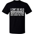 thumbnail image 1 of Unisex T-Shirt, I Can't Be Responsible For What, Slim Fit, Short Sleeve Sweater - Black Small, 1 of 2