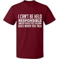 thumbnail image 1 of Unisex T-Shirt, I Can't Be Responsible For What, Slim Fit, Short Sleeve Sweater - Cardinal Red Small, 1 of 2