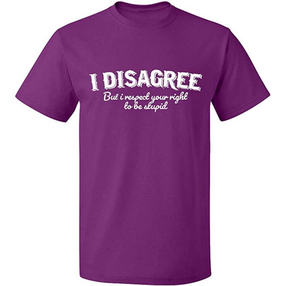 Unisex T-Shirt, I Disagree, Slim Fit, Short Sleeve Sweater - Purple Medium