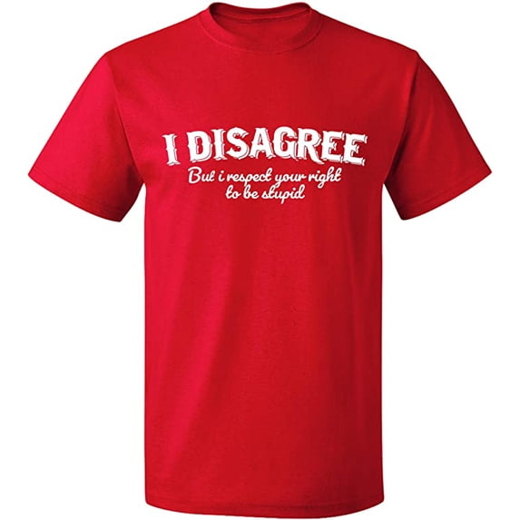 Unisex T-Shirt, I Disagree, Slim Fit, Short Sleeve Sweater - Red X-Large