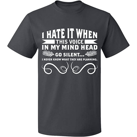 Unisex T-Shirt, I Hate This Voice In My Head, Slim Fit, Short Sleeve Sweater - Charcoal X-Large