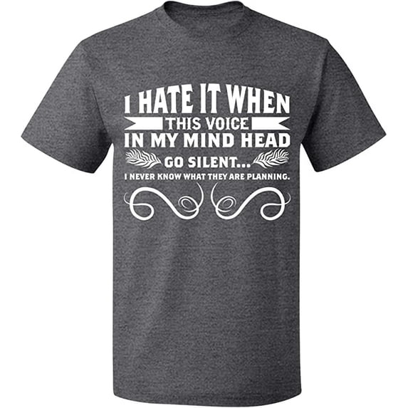 Unisex T-Shirt, I Hate This Voice In My Head, Slim Fit, Short Sleeve Sweater - Graphite Heather Small