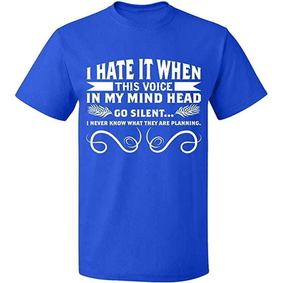 Unisex T-Shirt, I Hate This Voice In My Head, Slim Fit, Short Sleeve Sweater - Royal Blue 2X-Large