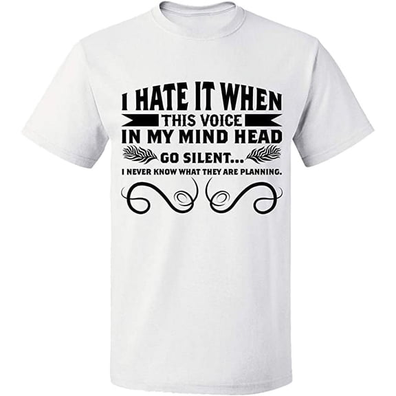 Unisex T-Shirt, I Hate This Voice In My Head, Slim Fit, Short Sleeve Sweater - White Large