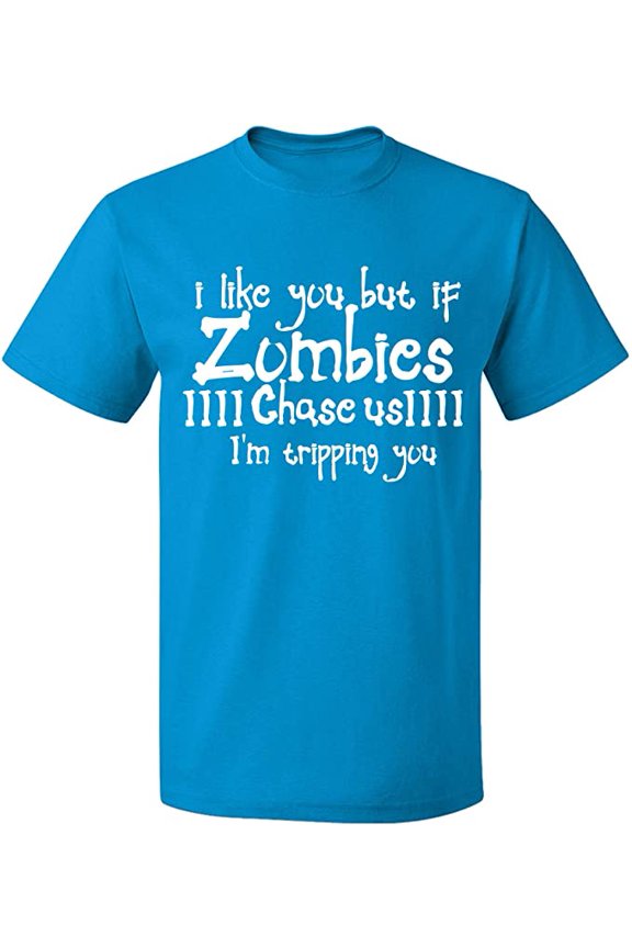 Unisex T-Shirt, I Like You But If You Zombies, Slim Fit, Short Sleeve Sweater - Sapphire Medium