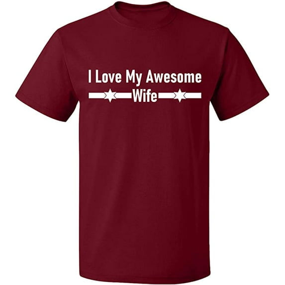 Unisex T-Shirt, I Love My Awesome Wife, Slim Fit, Short Sleeve Sweater - Cardinal Red 2X-Large