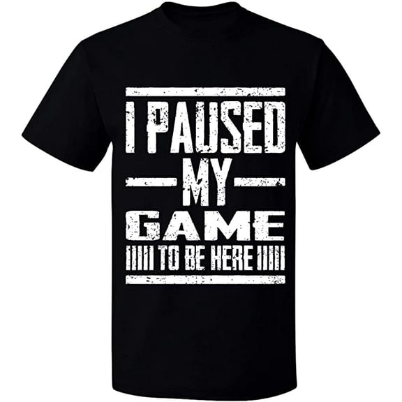 Unisex T-Shirt, I Paused My Game, Slim Fit, Short Sleeve Sweater - Black Small