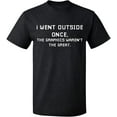 thumbnail image 1 of Unisex T-Shirt, I Went Outside Once, Slim Fit, Short Sleeve Sweater - Dark Heather 3X-Large, 1 of 2