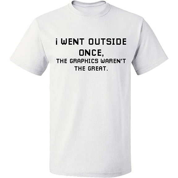Unisex T-Shirt, I Went Outside Once, Slim Fit, Short Sleeve Sweater - White Small