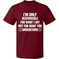 thumbnail image 1 of Unisex T-Shirt, I'm Only Responsible For What I, Slim Fit, Short Sleeve Sweater - Cardinal Red Medium, 1 of 2