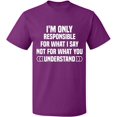 thumbnail image 1 of Unisex T-Shirt, I'm Only Responsible For What I, Slim Fit, Short Sleeve Sweater - Purple 3X-Large, 1 of 2