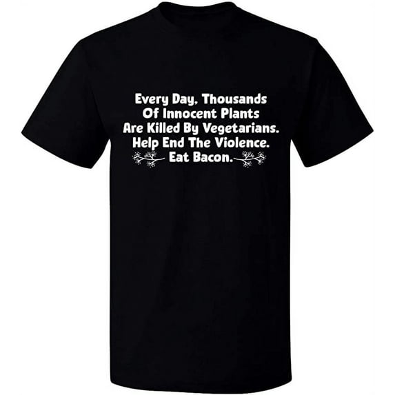 Unisex T-Shirt, Innocent Plants Are Killed, Slim Fit, Short Sleeve Sweater - Black X-Large