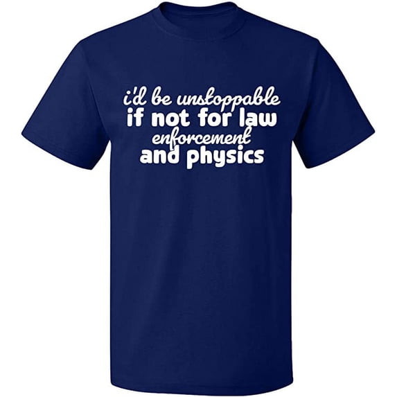 Unisex T-Shirt, Law Enforcement And Physics, Slim Fit, Short Sleeve Sweater - Navy Blue 2X-Large