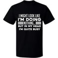 thumbnail image 1 of Unisex T-Shirt, Look Like I'm Doing Nothing, Slim Fit, Short Sleeve Sweater - Black Small, 1 of 2