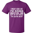 thumbnail image 1 of Unisex T-Shirt, Look Like I'm Doing Nothing, Slim Fit, Short Sleeve Sweater - Purple X-Large, 1 of 2
