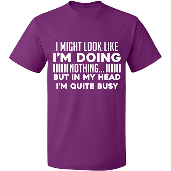 Unisex T-Shirt, Look Like I'm Doing Nothing, Slim Fit, Short Sleeve Sweater - Purple X-Large
