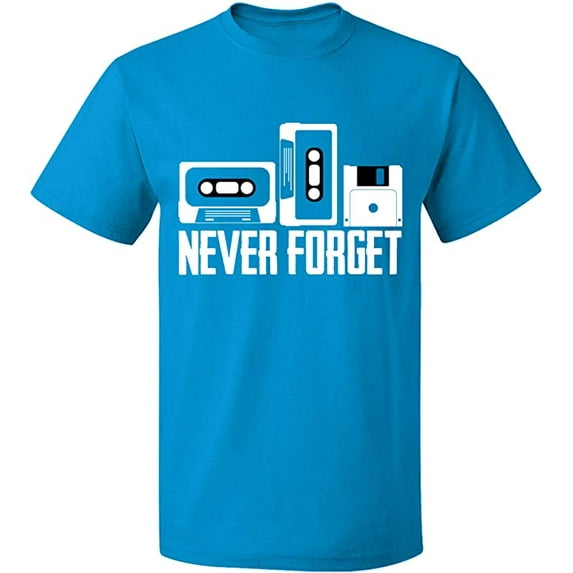 Unisex T-Shirt, Never Forget, Slim Fit, Short Sleeve Sweater - Sapphire X-Large