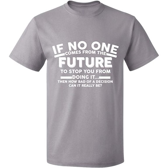 Unisex T-Shirt, No One Come From The Future, Slim Fit, Short Sleeve Sweater - Sport Grey Large
