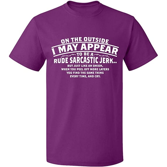 Unisex T-Shirt, On The Outside I May Appear, Slim Fit, Short Sleeve Sweater - Purple Medium