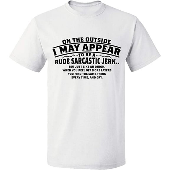 Unisex T-Shirt, On The Outside I May Appear, Slim Fit, Short Sleeve Sweater - White Large