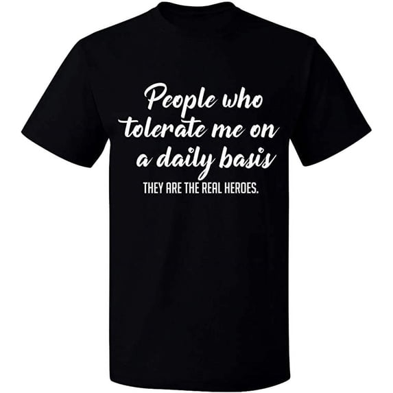 Unisex T-Shirt, People Tolerate Me, Slim Fit, Short Sleeve Sweater - Black Small