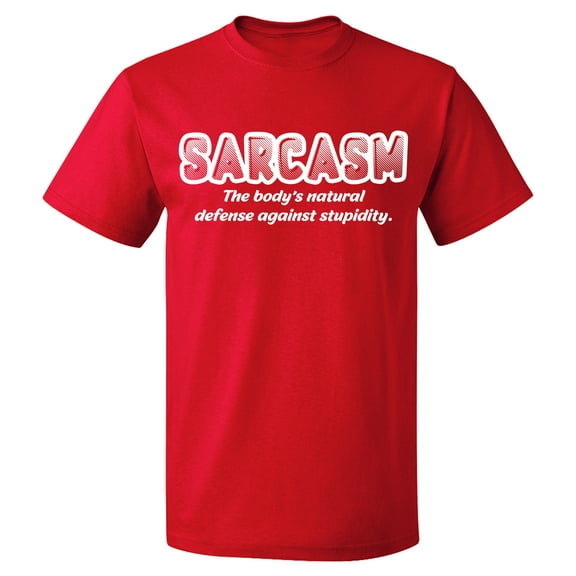 Unisex T-Shirt, Sarcasm Defense Against Stupidity, Slim Fit, Short Sleeve Sweater - Red Large