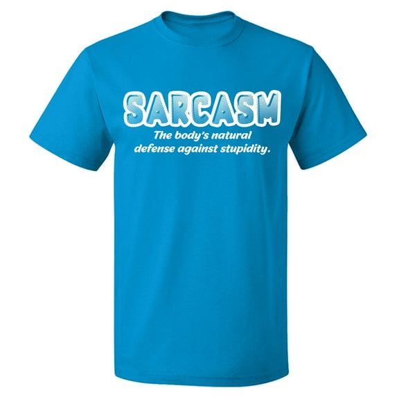 Unisex T-Shirt, Sarcasm Defense Against Stupidity, Slim Fit, Short Sleeve Sweater - Sapphire Large