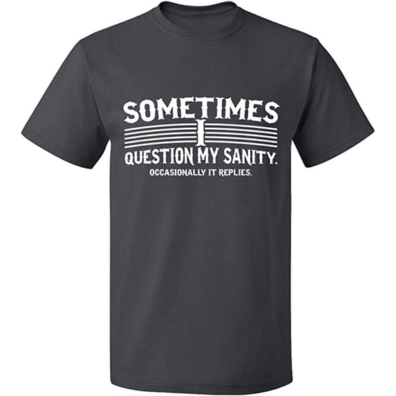 Unisex T-Shirt, Sometimes I Question My Sanity, Slim Fit, Short Sleeve Sweater - Charcoal 2X-Large