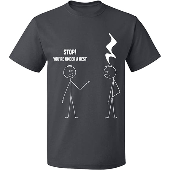 Unisex T-Shirt, Stop You're Under a Rest, Slim Fit, Short Sleeve Sweater - Charcoal 3X-Large