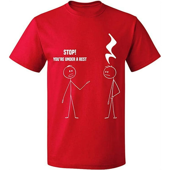 Unisex T-Shirt, Stop You're Under a Rest, Slim Fit, Short Sleeve Sweater - Red X-Large