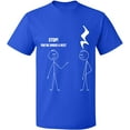 thumbnail image 1 of Unisex T-Shirt, Stop You're Under a Rest, Slim Fit, Short Sleeve Sweater - Royal Blue Small, 1 of 2