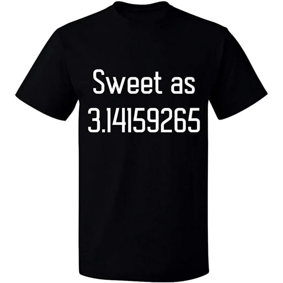 Unisex T-Shirt, Sweet As Pi, Slim Fit, Short Sleeve Sweater - Black Small
