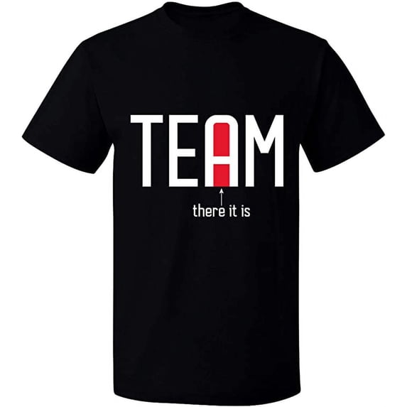 Unisex T-Shirt, Team There It is, Slim Fit, Short Sleeve Sweater - Black Large