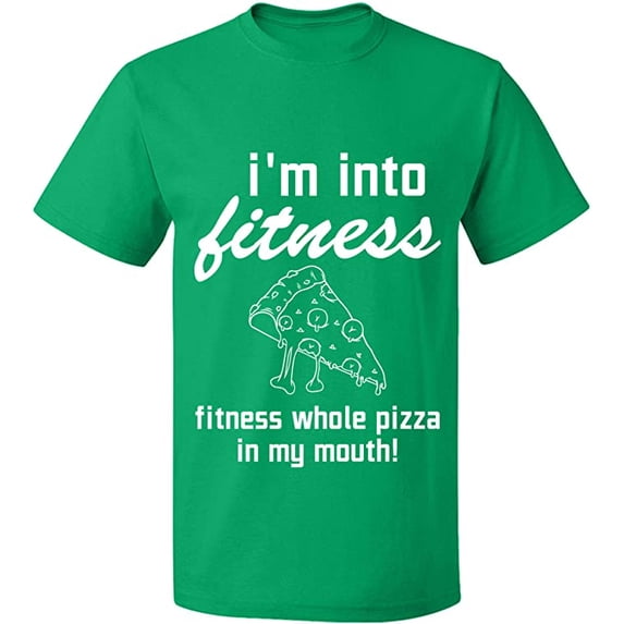 Unisex T-Shirt, Whole Pizza In My Mouth, Slim Fit, Short Sleeve Sweater - Irish Green 3X-Large
