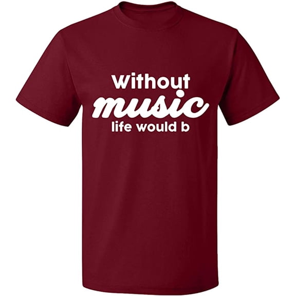 Unisex T-Shirt, Without Music Life Would B, Slim Fit, Short Sleeve Sweater - Cardinal Red X-Large